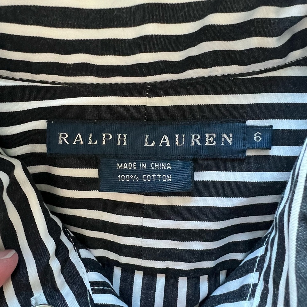 Ralph Lauren Black and White Striped Women’s Shirt - Picture 3 of 6